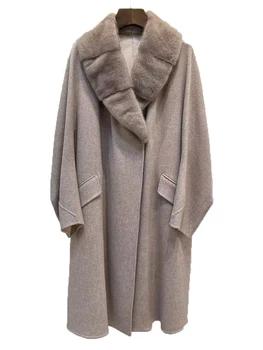 Kašmírový kabát loose fit ležérní móda podzim 2024 nový 1107