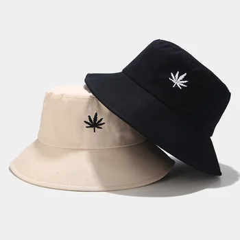 Kbelík klobouk ženy roztomilé černé klobouky, opalovací krém jednobarevné Listy kbelík klobouk панамы nový módní trend podzim muži graffiti