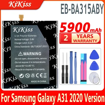 KiKiss EB-BA315ABY 5900mAh Baterie pro Samsung Galaxy A31 2020 Vydání SM-A315F/DS SM-A315G/DS Mobilní Telefon Batterij + Nástroje