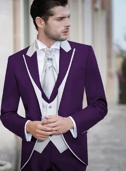 Kostým Homme Slim Fit 3 Kusy Ženich Smokingy Svatební Pánské Obleky Oblek Terno Masculino De Pour Hommes Blazer(Sako+Kalhoty+Vesta)