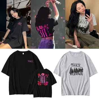 Kpop DVAKRÁT 4 WORLD TOUR Muže/Ženy Harajuku T-košile Kolem Krku Krátký Rukáv Ležérní Unisex Streetwear BAVLNĚNÝ Top