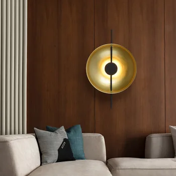 Kulaté LED Wall Lights Gold Černé Tělo Art Deco v Teple Obývacího Pokoje po Schodech Noční Uličky Restaurace