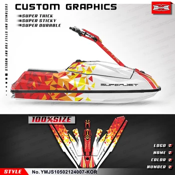 KUNGFU GRAFIKA Personalizované Samolepky, Kompletní Obtisk Kit pro Yamaha Super Jet Ski 1050 SJ1050 2021 2022 2023 2024, Červená Bílá