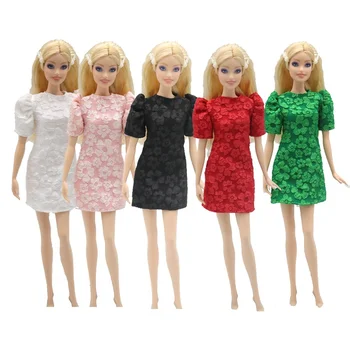 Květinové šaty / bílá černá růžová zelená puff rukávy šaty sukně oblečení, oblek, oblečení pro 30 cm Xinyi Fr2 ST Panenku Barbie oblečení