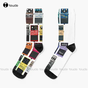 Kytara Efekty Pedál Koláž Design Ponožky Pro Muže Vánoční Dárek Unisex Dospělé, Dospívající Mládež Ponožky Vlastní 360° Digitální Tisk
