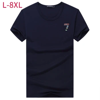 L-8XL Mužské Ležérní Tenký T-Shirt Pro Letní Men Značky Bavlna Stretch Prodyšné Streetwear Fitness Solidní 6 Barev Varsity Top Tees