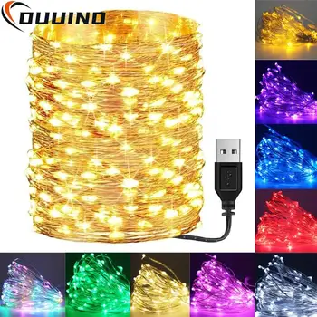LED Víla Světla Vánoční Dekorace Lampa USB Měděného Drátu String Světla pro Svatební Garland Strany Opony Světlo 1M 3M 5M 20M