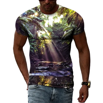 Letní Džungle Grafický Muži T-košile 3D Módní Originální Tištěné Trička Osobnost Trend Harajuku Neformální Kulatý Výstřih Krátký Rukáv Top
