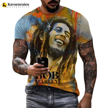 Letní Módní Bob Marley Reggae Tištěné 3D T-shirt Muži Ženy Vtipné Tričko Ležérní Harajuku Styl Módní Streetwear Oblečení