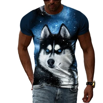 Letní Módní Kreativní Obrazu Pánské T-shirt Kulatý Límec s Krátkým Rukávem Vlk Divoký Sameček Topy Tiger Barva Vlkodlak