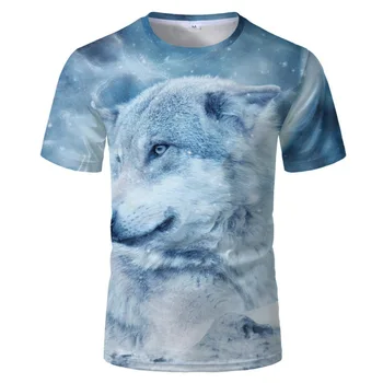 Letní Nový Bílý Sníh, Wolf Head Tištěné T-shirt 3D Pánské Cool Tees Harajuku Módní Streetwear Osobní Dospívající Top Oblečení