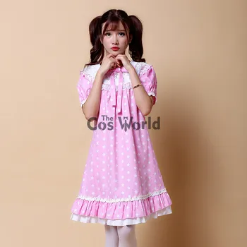 Lolita Krásné Růžové Hvězdičkový Dot Krátký Rukáv Princezna Šaty Módní Šaty Oblečení Cosplay Kostýmy