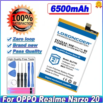 LOSONCOER 6500mAh BLP793 C11 C12 C15 Baterie Pro OPPO Realme Narzo 20 Mobilní Telefon Baterie