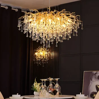 Luxusní Crystal Přívěsek Světlo Moderní Zlaté Skleněné Stropní Svítidlo Pro Obývací Pokoj Vnitřní Osvětlení Led Lustr Domova Lesk