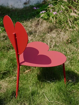 Láska Červené Designové Židle Velmi Jednoduchý Kovový Moderního Umění Milovat Tvaru Stoličky Zahradní Židle Venkovní Nábytek, Balkon, Patio, Iron Art