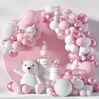 Macaron Růžový Balónek Věnec Arch Miminko Valentines Day Happy Birthday Party Svatební Dekorace Anniversaire Latex Baloon