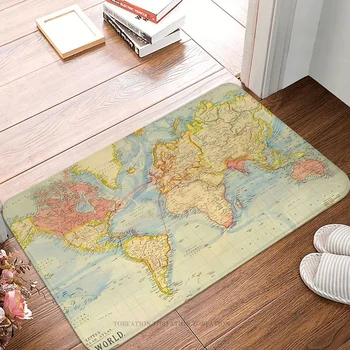 Mapa Světa Kuchyň Non-Slip Koberec Vintage Mapa Světa, Ložnice Mat Vítejte Rohožka Home Dekorace Koberec