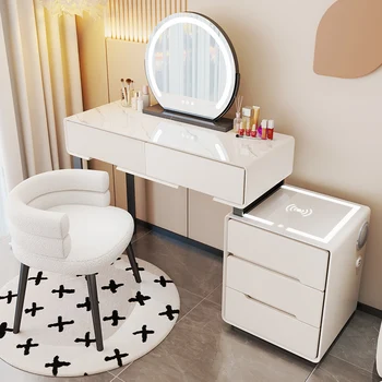 Marnost Toaletní Stolek Nordic Light Zrcadlo Bílé Šuplíku Konzole Nightstands Skladování Židle Tocador Maquillaje Domácí Nábytek