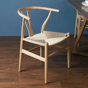 Masivní dřevo jednoduchý moderní jídelní židle volný čas stolice doma Čínské ratanový tkané studie židle