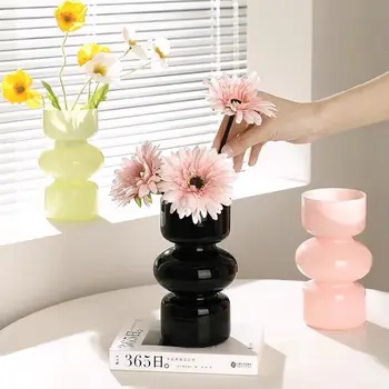Minimalistický a nika skleněné vázy dekorace obývací pokoj desktop iny styl dobře vypadající černá růžová váza domova Květinové Vázy