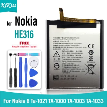 Mobilní Telefon Baterie Pro Nokia 6 Nokia6 N6 TA-1000 TA-1003 TA-TA 1021-1025 TA-1033 TA-1039 Baterie 3000mAh HE316