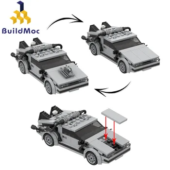 MOC-23436 Buildmoc Technické Auto Deloreaning Zpátky Do Budoucnosti Čas, Rychlost Stroje Šampion Mini Model, Stavební Bloky Hračky, Dárkové