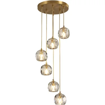 Moderní 100% Mědi Luxusní K9 crystal Přívěsek lustr, osvětlení, Severské Zlato Obývací Pokoj Kuchyně Závěsné svítidlo bytové Dekorace