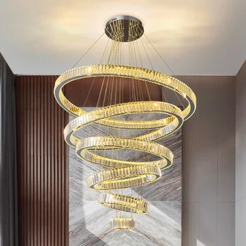 Moderní bytové dekorace křišťálový lustr, schodiště Přívěsek svítilna, obývací pokoj Přívěsek světla, osvětlení interiéru