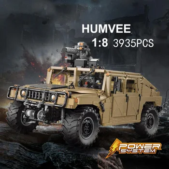 Moderní Vojenské Rádio 2,4 ghz Dálkové Ovládání 4x4 1:8 Měřítko Obrněných Humvee Stavební Blok Model Cihly Rc Auta Hračky Kolekce