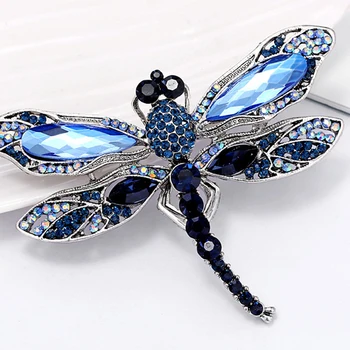 Modré Crystal Drahokamu Vážky Brože pro Ženy Velký Hmyz Vynikající Brož Pin Šaty Kabát Příslušenství, Roztomilé Šperky, Dárky