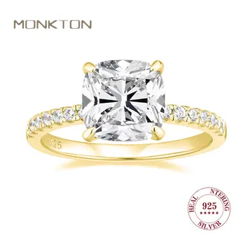 Monkton 3.5 CT Velký Čtverec CZ Zlato 14K Snubní Prsteny pro Ženy Slib Lásky Zásnubní 925 Sterling Silver Prstenů Žena Šperky