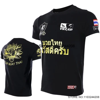 Muay Thai T Shirt Bavlněné Vszap MMA Tričko Muži Ženy BJJ Rashguard Box Tee Topy Fitness Boj v Kleci Kickbox Oblečení