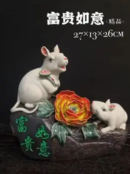 myš zvěrokruh zvíře je vyzdoben s maskotem pro Štěstí keramické panenky v Shiwan Pokoj krysa, Socha, socha