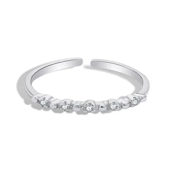 Módní 925 Sterling Silver Ring pro Ženy s High-end Pocit, Mikro Zirkony Vykládané Výklenek Módní Otevření Kroužku
