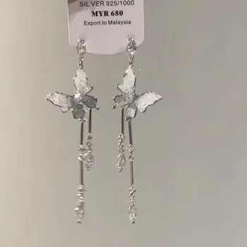 Módní Crystal Butterfly Střapec Dlouhé Náušnice Pro Ženy Luxusní Kvalitní Šperky Příslušenství Módní Ženy Náušnice 2023 Dekorace
