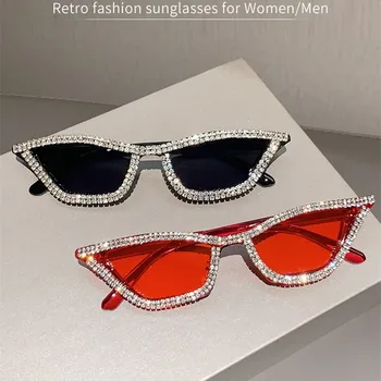 Módní Retro Disco Zirkon Cat Eye Sluneční Brýle Vintage Kamínky Trojúhelník Rámu Osobnost Party, Sluneční Brýle Odstíny Brýle