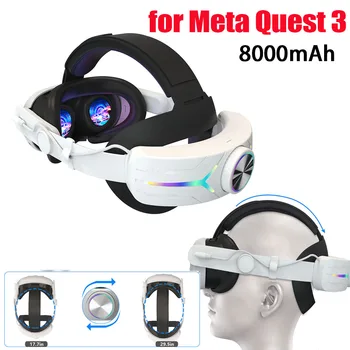 Nastavitelná Hlava VR Popruh Pro Meta Quest 3 RGB LED Podsvícení 8000mAh Baterie Alternativní Hlavou Popruh Pro Meta Quest 3 VR Headset