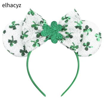 New Lucky Zelené Jetele Flitr Myší Uši Čelenka St. Patrick je Den Černobílá Čepice Festivalu Irský Den Party Vlasy Příslušenství