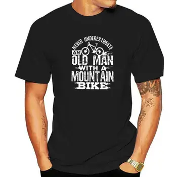 Nikdy Nepodceňujte Starý Muž S Horské Kolo T Košile Muži Bavlna T-Košile Posádky Krku jízdních Kol MTB Trička Oblečení pro Dospělé