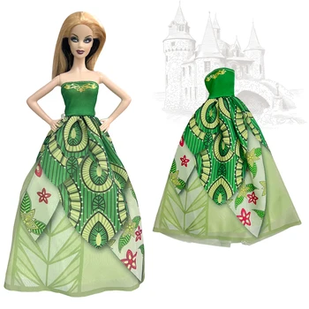 NK Oficiální 1 Ks Princezna Panenka Zelené Ušlechtilé Večerní Šaty Royal Party Šaty Pro Panenku Barbie Princezna Dům Doplňky, HRAČKY