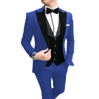 Nové 2023 Muži Obleky, 3 Ks Ležérní Slim Fit Vrcholila Klopě Nejlepší Muž Smokingy pro Svatební Party (Sako+Vesta+Kalhoty) trajes de hombre