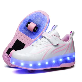 Nové dětské Svítící Kola Tenisky Módní Blikající Roller Skate Boty Chlapci Dívky USB Nabíjecí LED Venkovní Street Boty