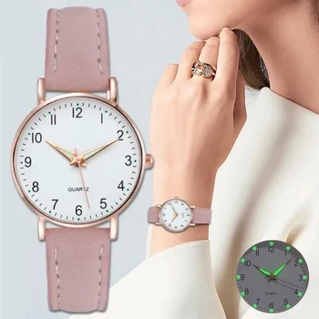Nové Hodinky pro Ženy Módní Ležérní Kožený Pásek, Hodinky Jednoduché Dámské Malé Dial Quartz Hodiny Šaty Náramkové hodinky Reloj Mujer