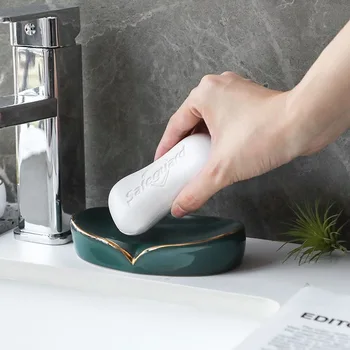 Nové Jednoduché Světlo Luxusní Jednobarevné Kreativní Mýdlo Box Domácnosti Keramická Miska Na Mýdlo Pro Koupelnu Mozků Rack Držák Na Mýdlo 2022