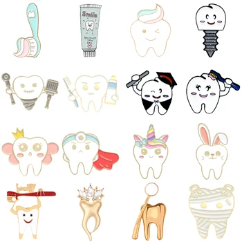 NOVÉ Kreativní Roztomilé Zuby, zubní Pastu, Kartáček na zuby Smalt Brož Láska Zuby Usmívající se Tvář Korunu Slitiny Pin Odznak Módní Ženy Šperky