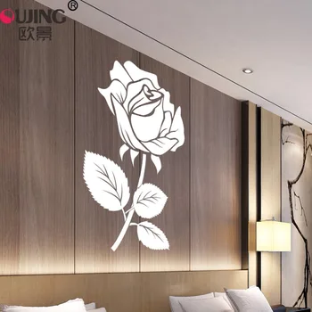 Nové Květiny Růže Tvar Samolepka na Zeď Home Dekor Ložnice Obývací Pokoj Nábytek Zeď Obtisk samolepicí Odnímatelné Vyřezávané Nástěnné Umění