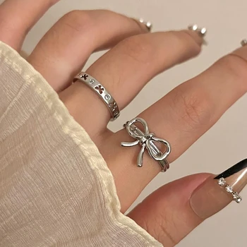 Nové Módní Sladké Bowknot Luk Otevření Kroužků pro Ženy, Dívky, Korean Vynikající hezký Prsten Zásnubní Výročí Party Šperky Dárek