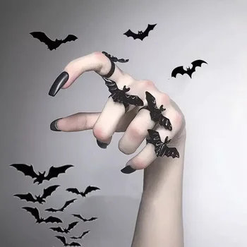 NOVÉ Punk Halloween Bat Prsten Gothic Black Upír Křídlo Nastavitelné Prsteny Muži a Ženy Šperky Dárkové Strana Dárek