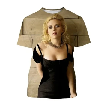 Nový pop sexy zpěvačka Scarlett Johansson 3D tištěné T-košile Módní pánské Harajuku Street unisex top T-shirt