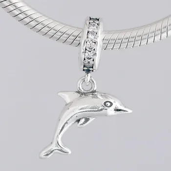 Nový Roztomilý Hravý Delfín S Crystal Přívěsek Korálek Fit 925 Sterling Silver Korálky Náramek Diy Šperky